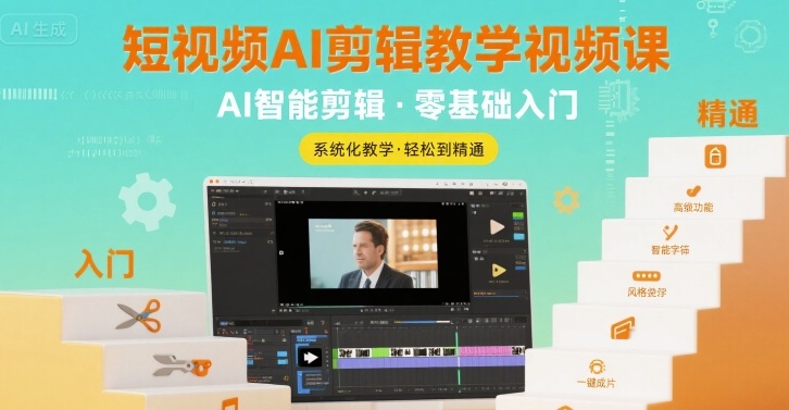 短视频AI剪辑教学视频课，入门到精通-米创网