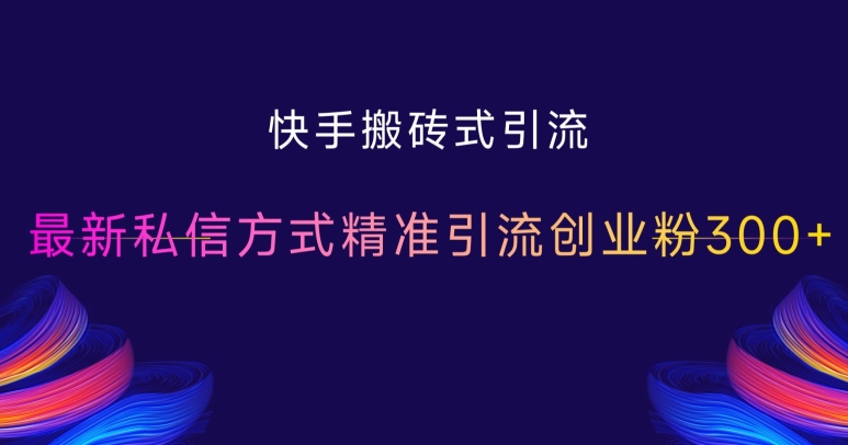 快手搬砖式引流，最新私信方式精准引流创业粉300+-米创网