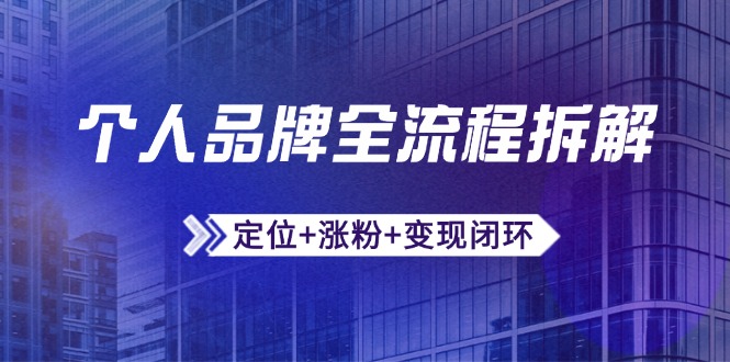 个人品牌全流程拆解：定位+涨粉+变现闭环，微信生态运营与资源整合-米创网