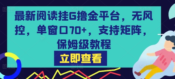 最新阅读挂G撸金平台，无风控，单窗口70+，支持矩阵，保姆级教程【揭秘】-米创网
