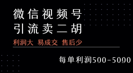 视频号卖二胡教程，利润大 易成交 售后少，一单利润5张+-米创网