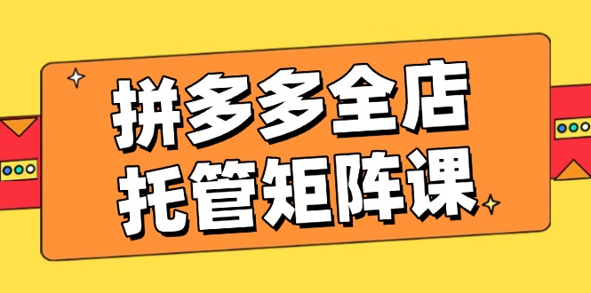 拼多多全店托管矩阵课，盈利动销玩法，高效计划设置，提升店铺效益-米创网