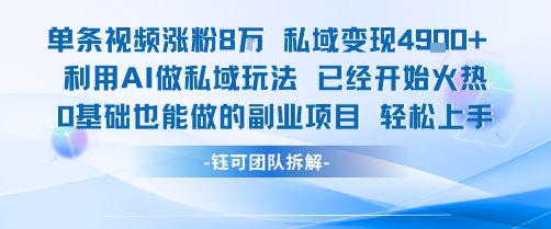 单条视频私域变现4.9k+利用AI做私域玩法 已经开始火热0基础也能做的副业项目轻松上手-米创网