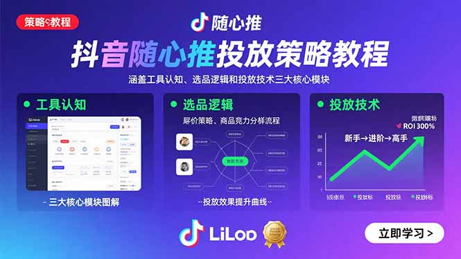 抖音随心推投放策略教程：涵盖工具认知、选品逻辑和投放技术三大核心模块-米创网