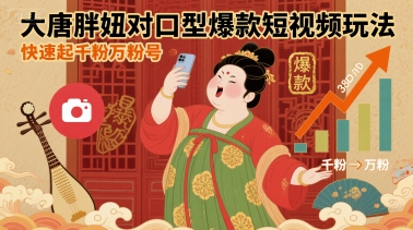 大唐胖妞对口型爆款短视频玩法，快速起千粉万粉号-米创网