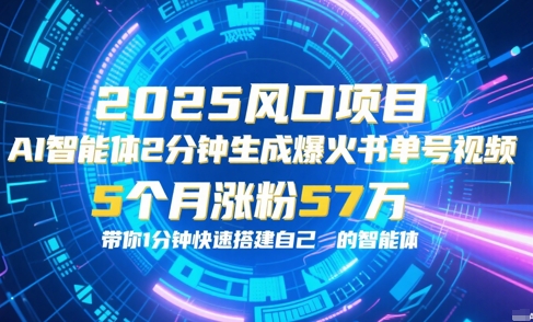 AI智能体2分钟一键生成爆火书单号原创视频，5个月涨粉57w，带你零代码1分钟搭建智能体-米创网