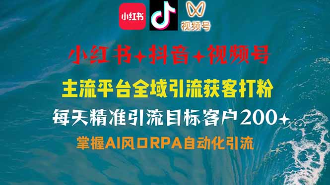 小红书、抖音、视频号全域多平台引流获客，日引目标客户200+，RPA自动…-米创网