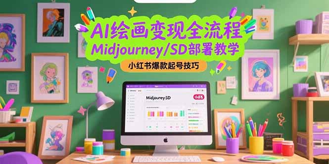 AI绘画变现全流程，Midjourney/SD部署教学，小红书爆款起号技巧-米创网