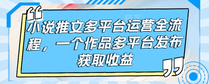 小说推文多平台运营全流程，一个作品多平台发布获取收益-米创网