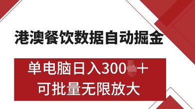 港澳餐饮数据全自动掘金，单电脑日入多张, 可矩阵批量无限操作【揭秘】-米创网