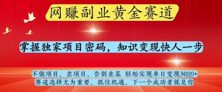 网创副业黄全赛道，掌握独家项目密码，知识变现快人一步，告别韭菜轻松实现单日变现1k+【揭秘】-米创网