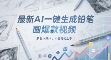 最新AI一键生成铅笔画爆款视频，多平台分发，日 入1k+，小白轻松上手【揭秘】-米创网