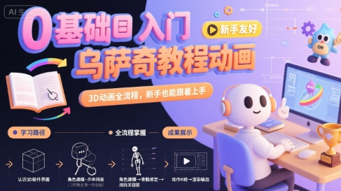0基础入门乌萨奇教程动画，3D动画全流程，新手也能跟着上手-米创网