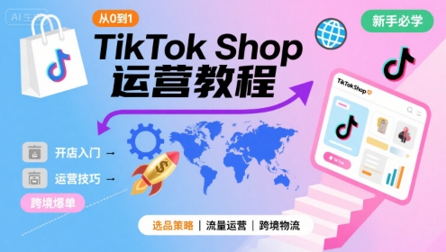 TikTok Shop从0到1运营教程，TikTok跨境电商新手必学课程-米创网