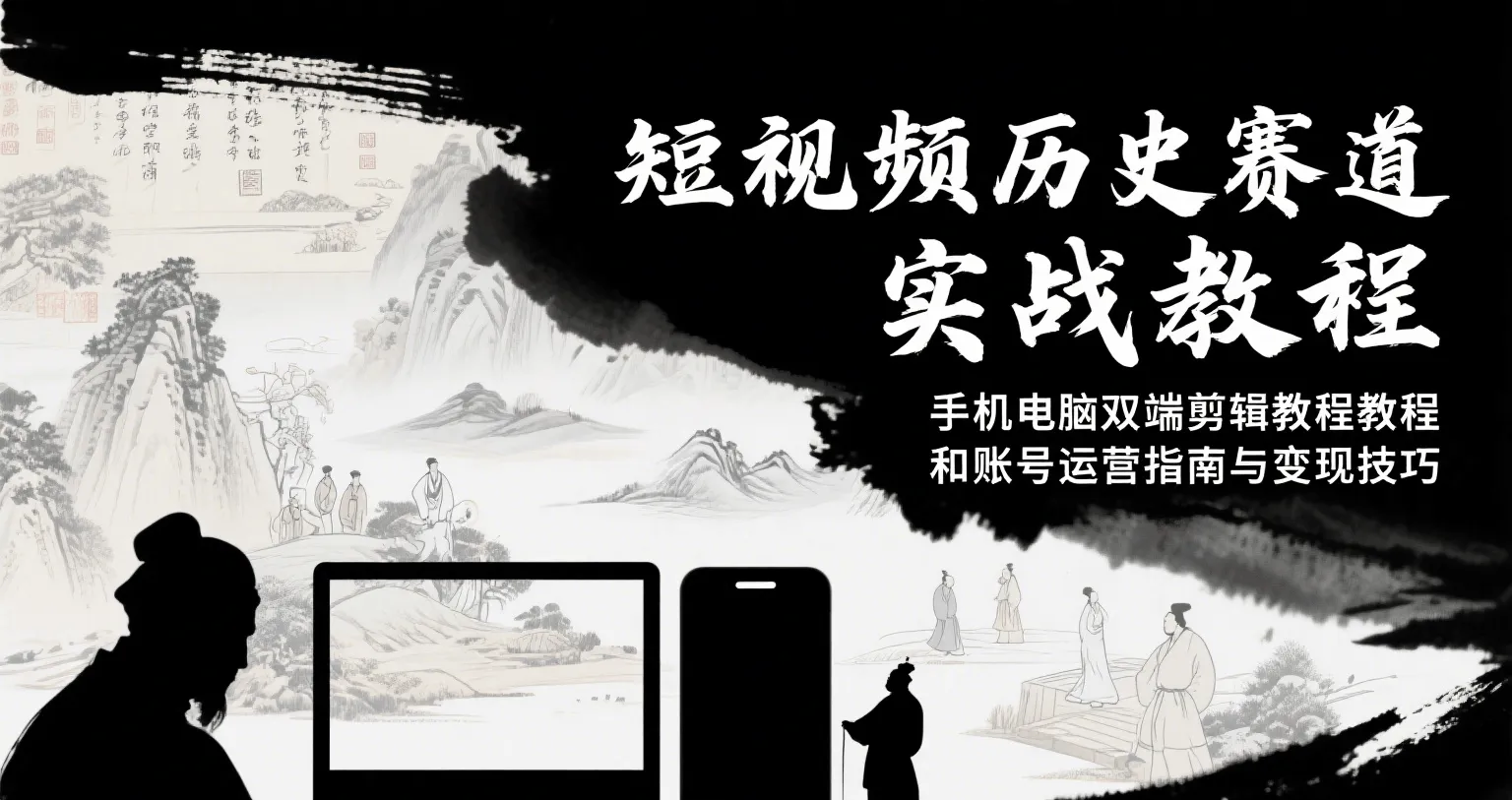 短视频历史赛道实战教程，手机电脑双端剪辑教程和账号运营指南与变现技巧-58创客