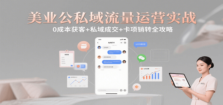 美业公私域流量运营实战：0成本获客+私域成交+卡项销转全攻略-米创网