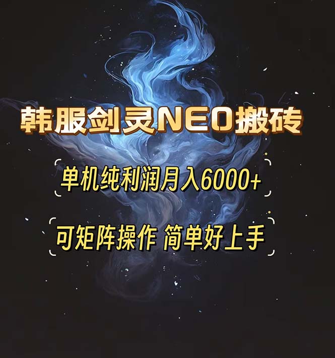 韩服剑灵NEO搬砖攻略，单机纯利润月入6000+ 可矩阵操作，简单好上手。-米创网