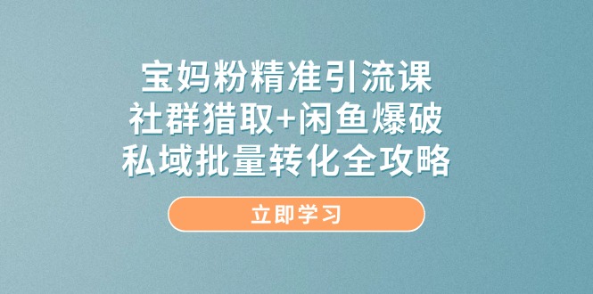 宝妈粉精准引流课，社群猎取+闲鱼爆破，私域批量转化全攻略-米创网