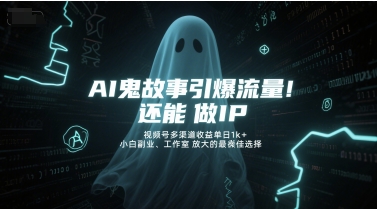 AI鬼故事引爆流量，还能做IP，视频号多渠道收益单日1k+，小白副业、工作室放大的最佳选择-米创网