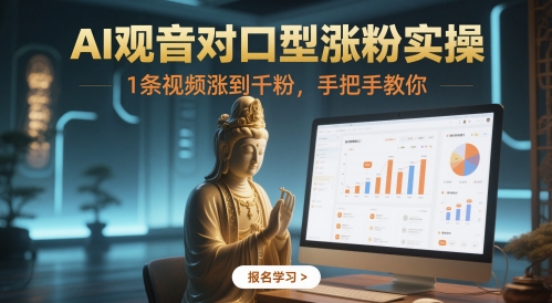 AI观音对口型涨粉实操，1条视频涨到千粉，手把手教你-米创网