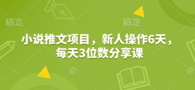 小说推文项目，新人操作6天，每天3位数分享课-米创网