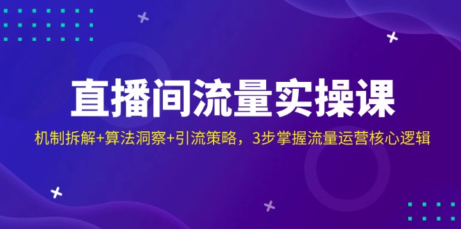 直播间流量实操课：机制拆解+算法洞察+引流策略，3步掌握流量运营核心逻辑-米创网