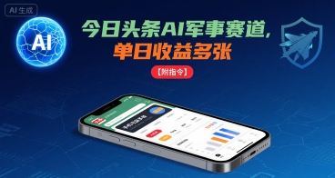 今日头条AI军事赛道，单日收益多张 ，手机可做【附指令】-米创网