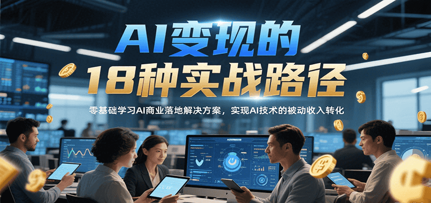 AI变现的18种实战路径，零基础学习AI商业落地解决方案，实现AI技术的被动收入转化-米创网