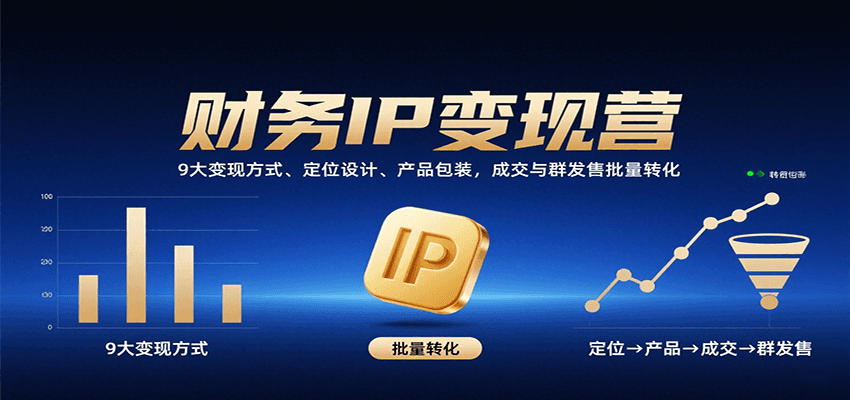 财务IP变现营：9大变现方式、定位设计、产品包装，成交与群发售批量转化-米创网