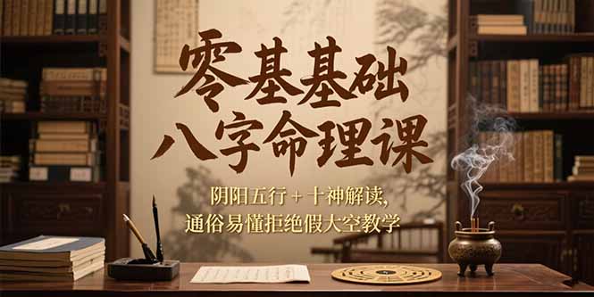 零基础八字命理课，阴阳五行+十神解读，通俗易懂拒绝假大空教学-米创网