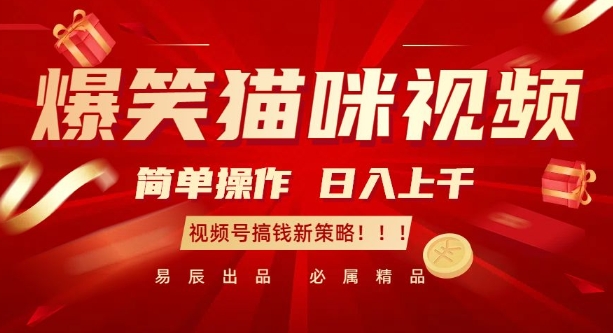 爆笑猫咪视频：简单操作，日入过K，视频号搞钱新策略【揭秘】-米创网