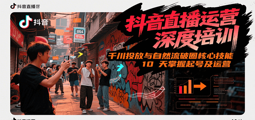 抖音直播运营深度培训，千川投放与自然流核心技能，10天掌握起号及运营(6-7月新课)-米创网