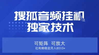 【搜狐音频挂G】独家技术，可矩阵可放大，红利期稳定月入8k【揭秘】-米创网