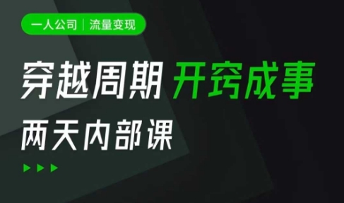 一人公司：流量变现课，一人公司的方法模型拆解， 拆解富人思维，流量思维，小老板思维等-米创网