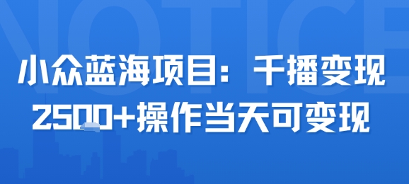 小众蓝海项目，千播变现2.5k+操作当天可变现-米创网