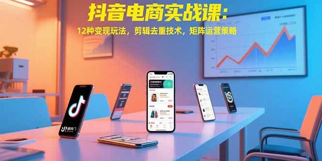 抖音电商实战课：12种变现玩法，剪辑去重技术，矩阵运营策略-米创网