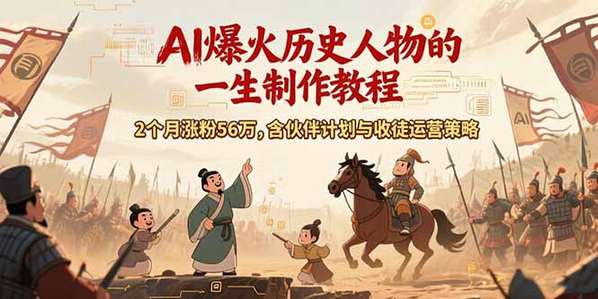 AI历史人物赛道课程，2个月涨粉56万，含伙伴计划与收徒运营策略-米创网