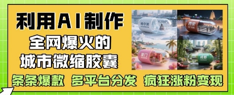 利用AI制作全网爆火的城市微缩胶囊，条条爆款， 多平台分发，疯狂涨粉变现-米创网