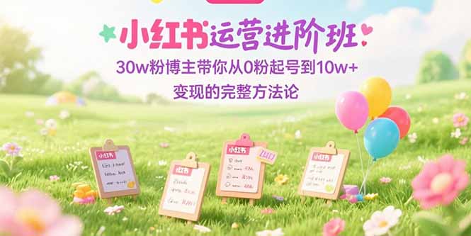 小红书运营进阶班：30w粉博主带你从0粉起号到10w+变现的完整方法论-米创网