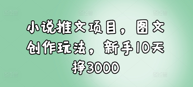 小说推文项目，图文创作玩法，新手10天挣3000-米创网