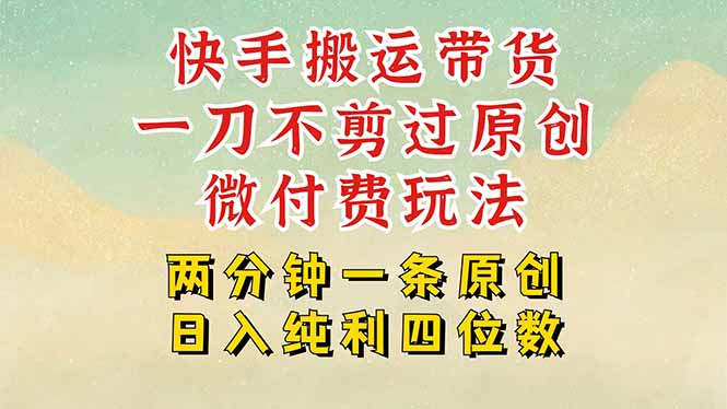 快手黑科技搬运带货，一刀不剪过原创，微付费投流玩法，轻松日入四位数…-米创网