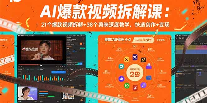 AI爆款视频拆解课：21个爆款视频拆解+38个剪映深度教学，快速创作+变现-米创网