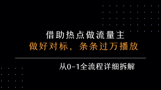 借力热点，乘顺风车玩流量主，条条过万播放， 每月收益5k+，从0-1全流程详细拆解-米创网