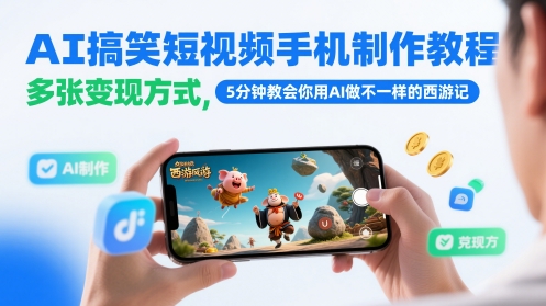 AI搞笑短视频手机制作教程，多张变现方式，5分钟教会你用AI做不一样的西游记-米创网
