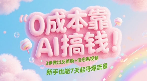 0成本靠AI搞钱！3步做出反差萌+治愈系视频，新手也能7天起号爆流量-米创网