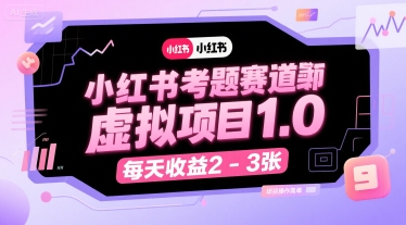 小红书考题赛道虚拟项目1.0，项目操作简单，每天收益2-3张-米创网