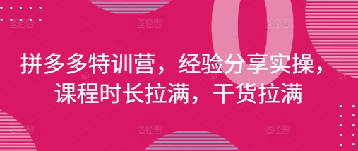 拼多多特训营，经验分享实操，课程时长拉满，干货拉满(更新25年4月)-米创网