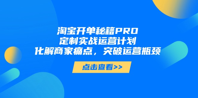 淘宝开单秘籍PRO，定制实战运营计划，化解商家痛点，突破运营瓶颈-米创网