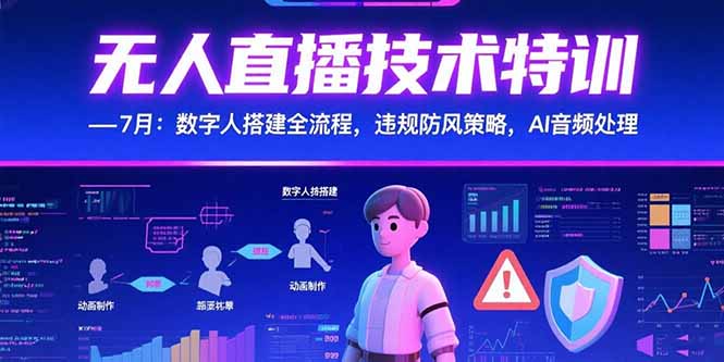 无人直播技术特训-7月：数字人搭建全流程，违规防风策略，AI音频处理-米创网