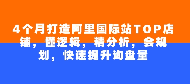 4个月打造阿里国际站TOP店铺，懂逻辑，精分析，会规划，快速提升询盘量-米创网